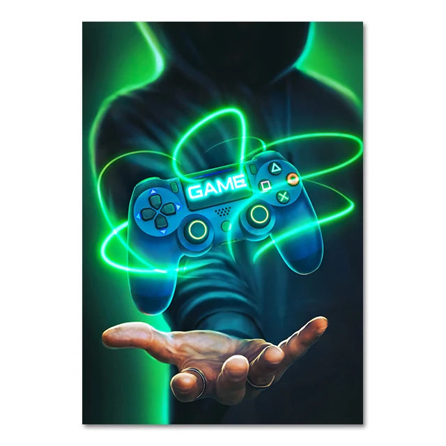 Canvas Paintings Gaming Room Gamepad Punk Style Posters and Prints Wall Art Pictures Gamer Gift for Boys Children Room Decor