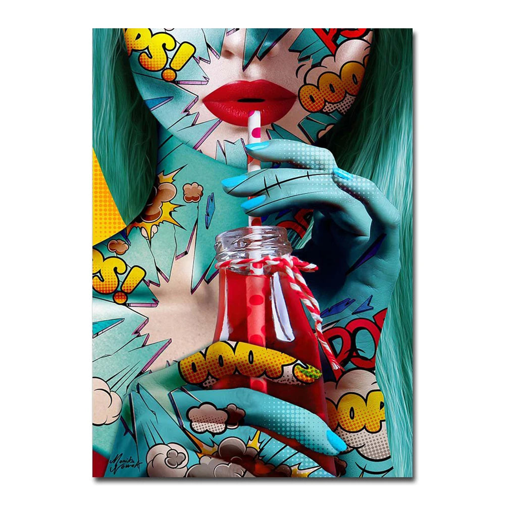 Modern Pop Graffiti Abstract Wall Art Cool Girls Eating Lollipops Sexy Women HD Oil On Canvas Posters And Prints Home Decor Gift