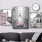 3pcs Modern Art Canvas Poster Eiffel Tower Girls Bedroom Decoration Lightpink Paris Theme Wall Art Living Room Corridor Decor