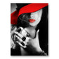 Sexy Red Lips Women Burning Money Cash Posters and Prints Canvas Paintings Fashion Girl Portrait Wall Art Picture Bar Home Decor