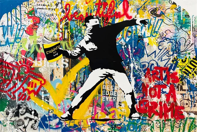 Quadro Banksy Street Art – Sneakers e Bambina con Palloncino – Stampa Pop Art su Tela Moderna