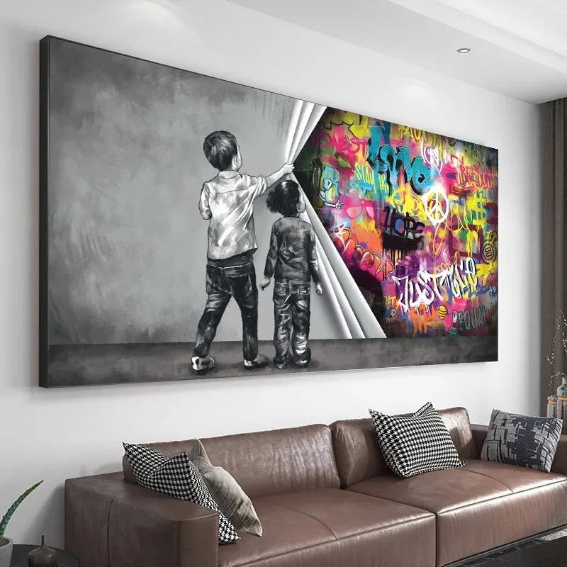 Child Graffiti Art Cover Love Posters Abstract Street Art Canvas Painting Wall Art Pictures Artworks for Living Room Home Decor