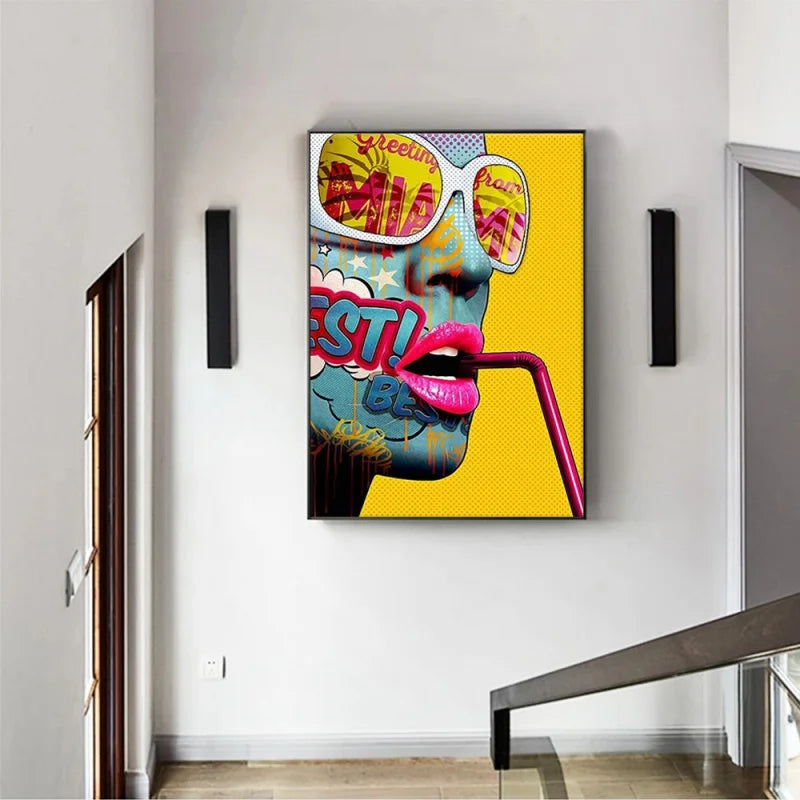 Modern Pop Graffiti Abstract Wall Art Cool Girls Eating Lollipops Sexy Women HD Oil On Canvas Posters And Prints Home Decor Gift