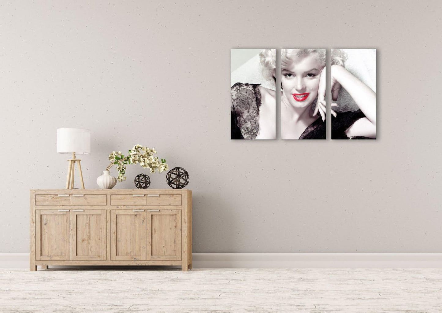 Quadri Marilyn Monroe || Labbra Rosse || Quadro Moderno Soggiorno Camera da Letto Cucina Stampa su Tela da Parete Bianco Nero