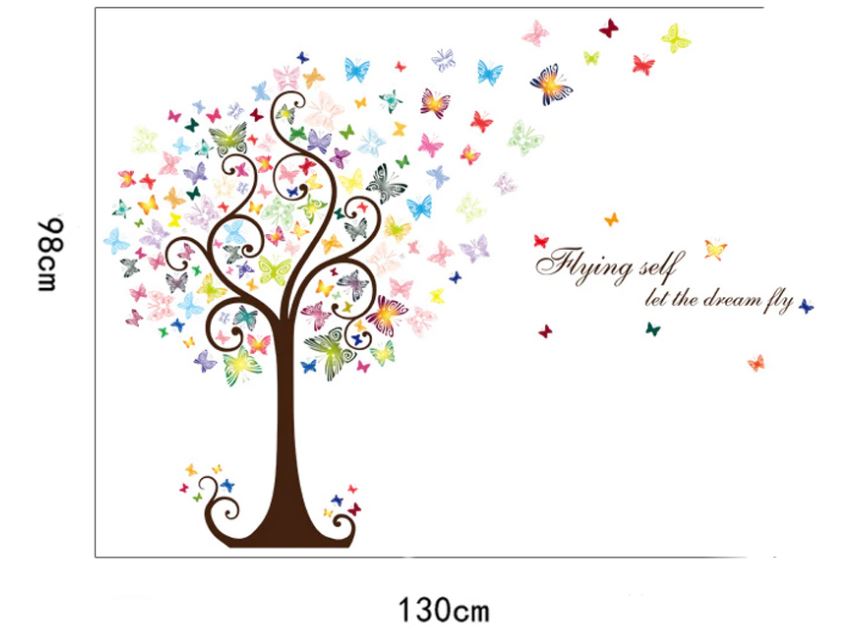 Adesivo murale || Albero || Farfalle e Fiori ||