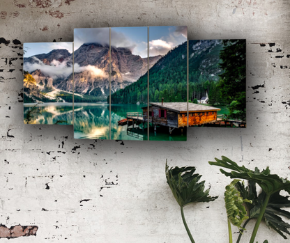 Quadro su tela || Lago di Braies || Quadri moderni paesaggi