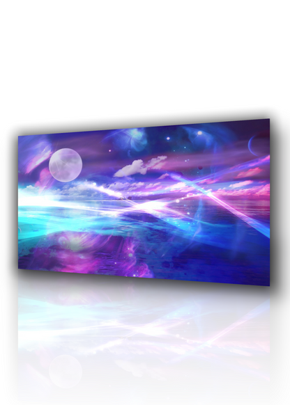 🌅 Quadro Moderno Paesaggio Astratto Fantasy – Tela 70x50 cm con Cornice