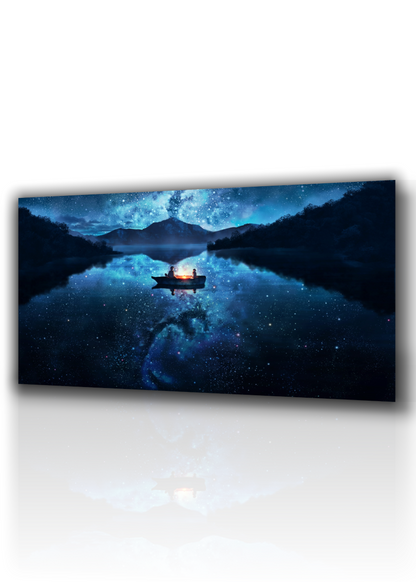 🌅 Quadro Moderno Paesaggio Astratto Fantasy – Tela 70x50 cm con Cornice