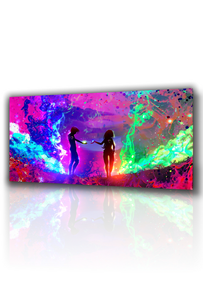 🌅 Quadro Moderno Paesaggio Astratto Fantasy – Tela 70x50 cm con Cornice