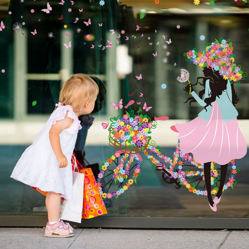 Adesivi murali rimovibili. Adesivi 3D da parete, WALL STICKERS per bambini per camera per soggiorno per sala da pranzo, fata, principessa, luna, fiori e farfalle