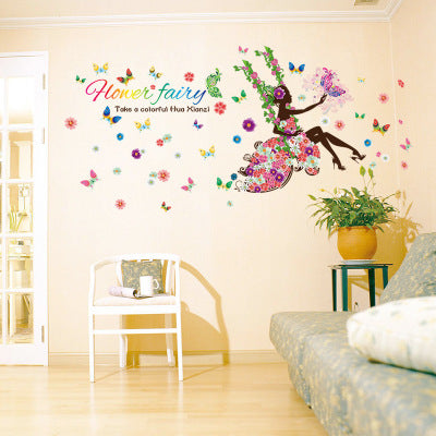 Adesivi murali rimovibili. Adesivi 3D da parete, WALL STICKERS per bambini per camera per soggiorno per sala da pranzo, fata, principessa, luna, fiori e farfalle