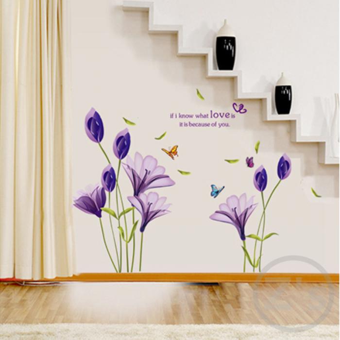 Sticker mural || Fleurs et papillons ||