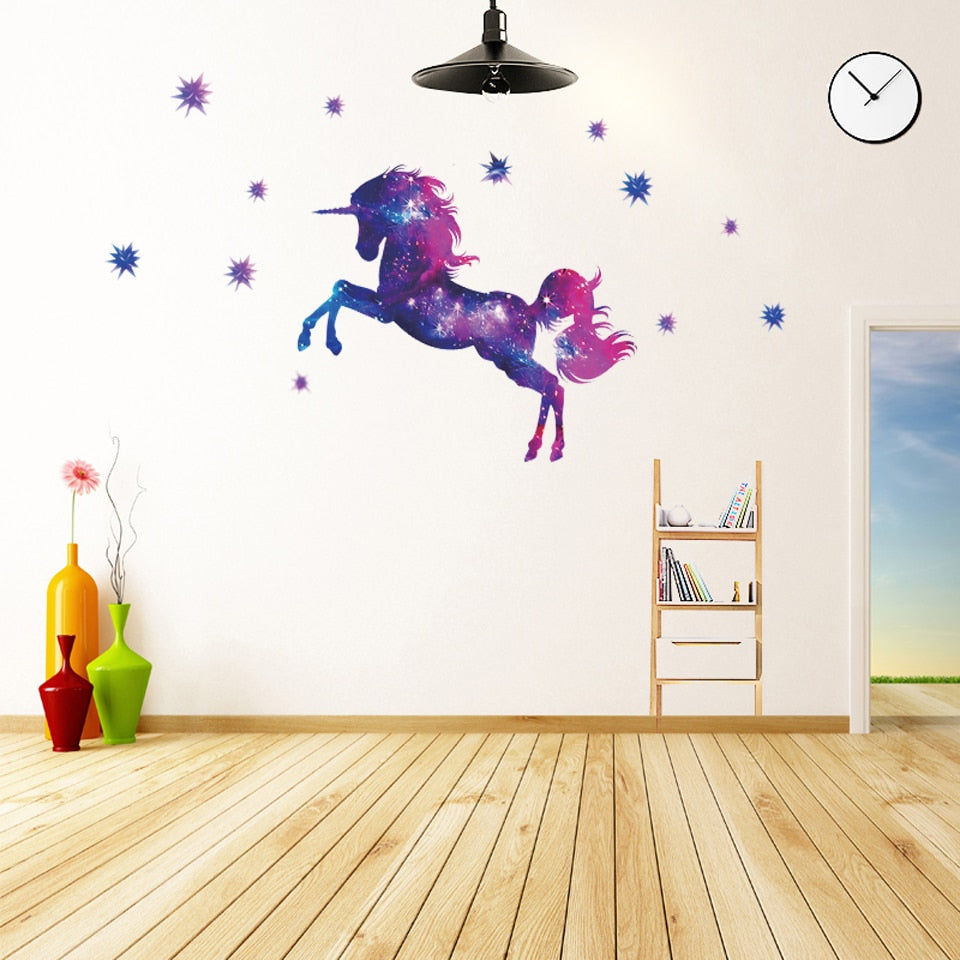 Adesivi murali 3D da parete, ANIMALI, unicorno arcobaleno, WALL STICKERS per bambini per camera per soggiorno per sala da pranzo