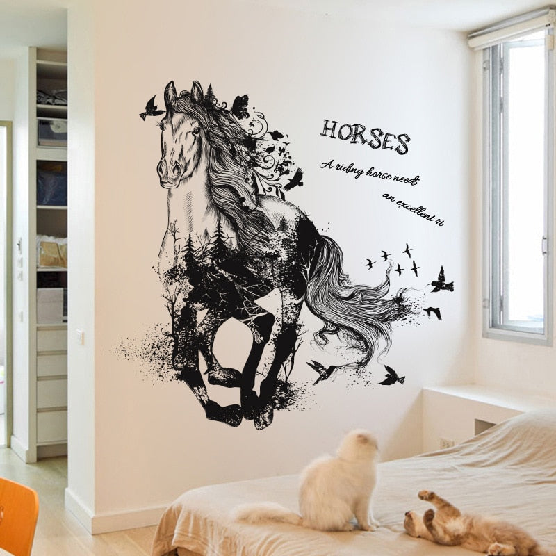 Adesivo murale 3D da parete, WALL STICKERS animali, cavallo, per bambini per camera per soggiorno per sala da pranzo