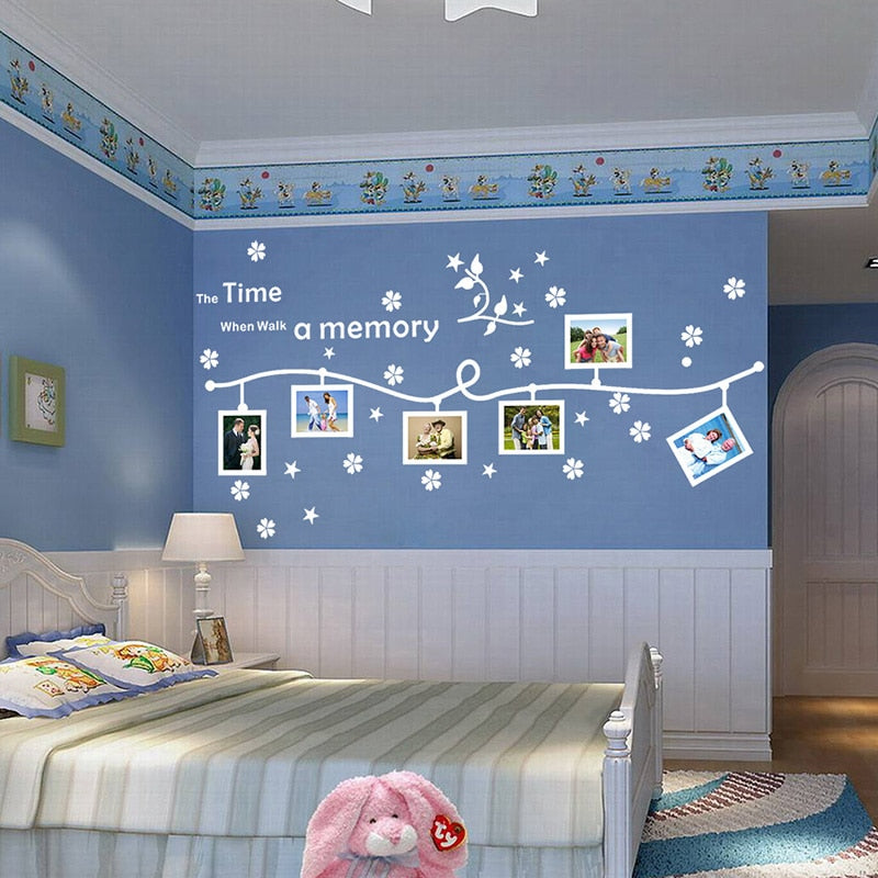 Adesivi murali rimovibili. Adesivi 3D da parete, WALL STICKERS per bambini per camera per soggiorno per sala da pranzo. Albero con foto bianco. adesivo murale bianco rimovibile